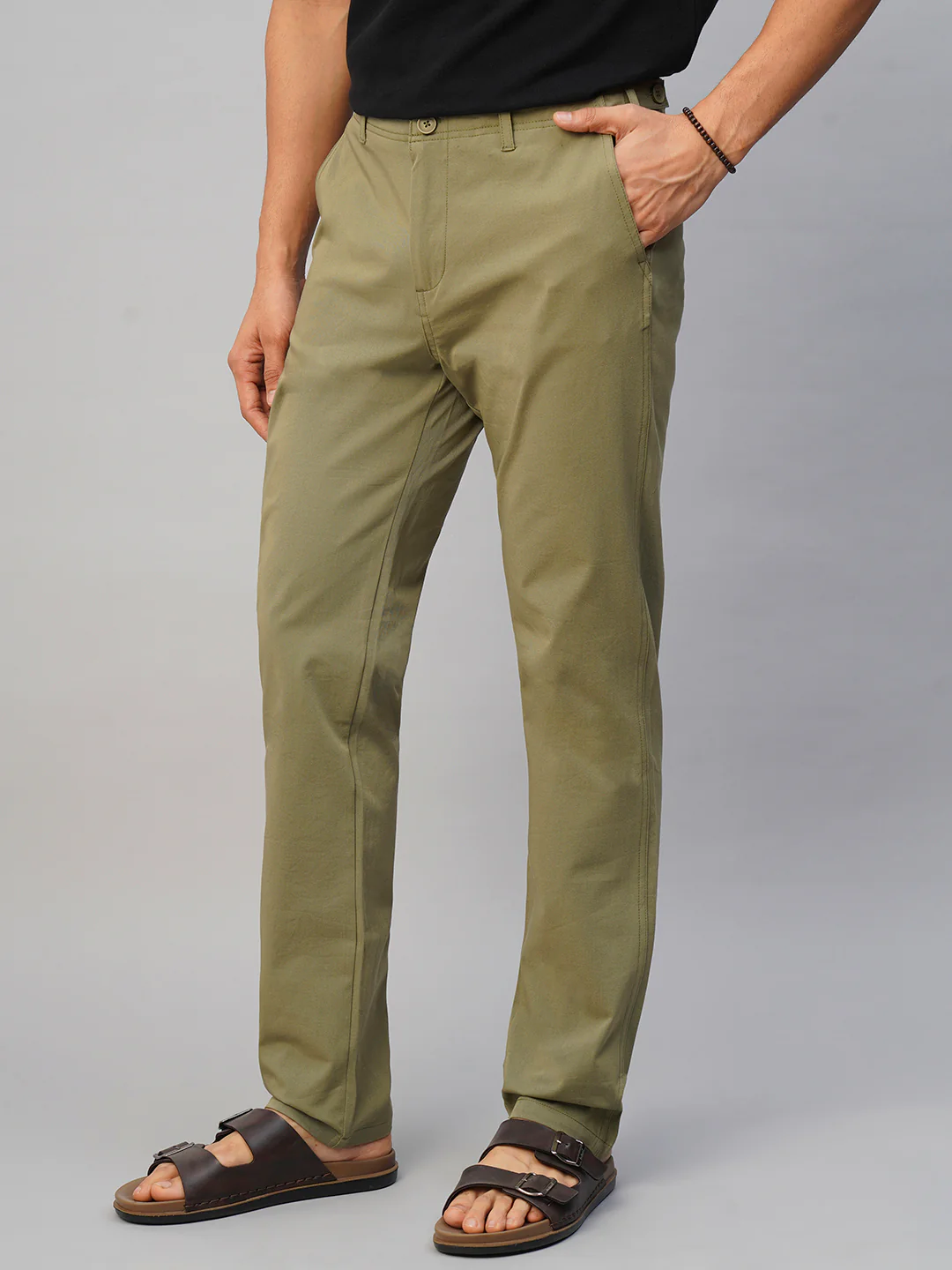 Men's 4 Way Stretch Olive Slim Fit Pant - Image 3