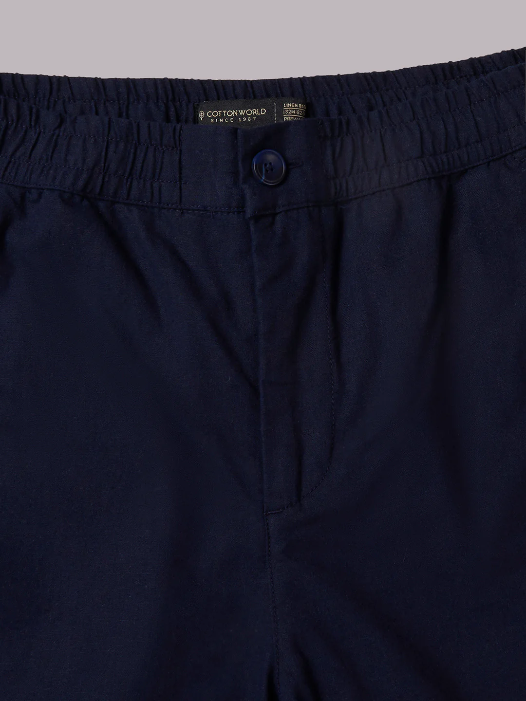 Men's Navy Cotton Linen Regular Fit Pant - Image 10