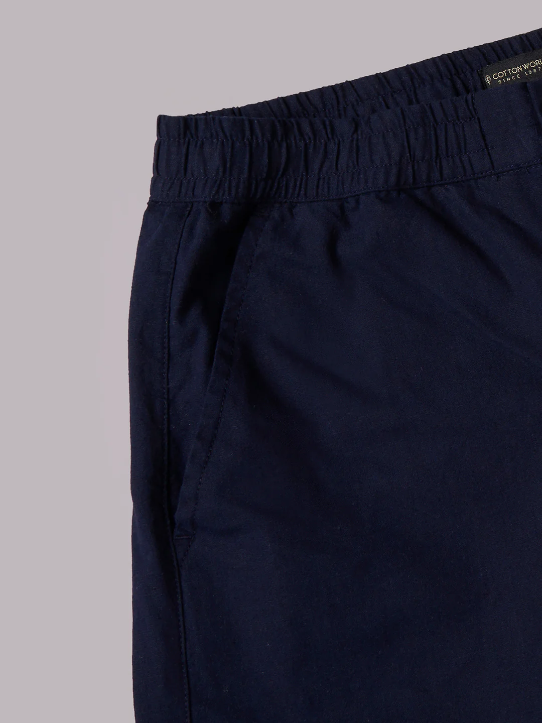 Men's Navy Cotton Linen Regular Fit Pant - Image 9