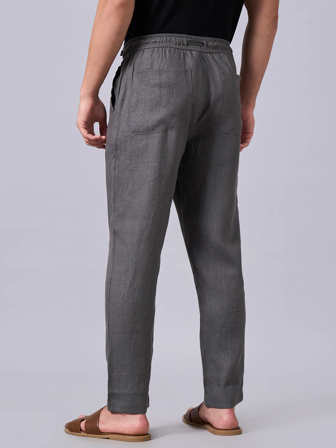 Men's Slate 100% Linen Regular Fit Pant - Image 5