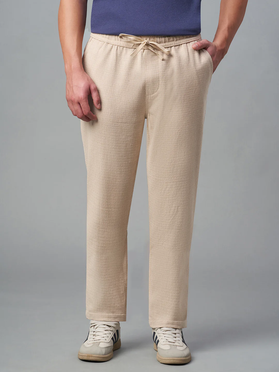 Men's Khaki 100% Cotton Regular Fit Pant - Image 2