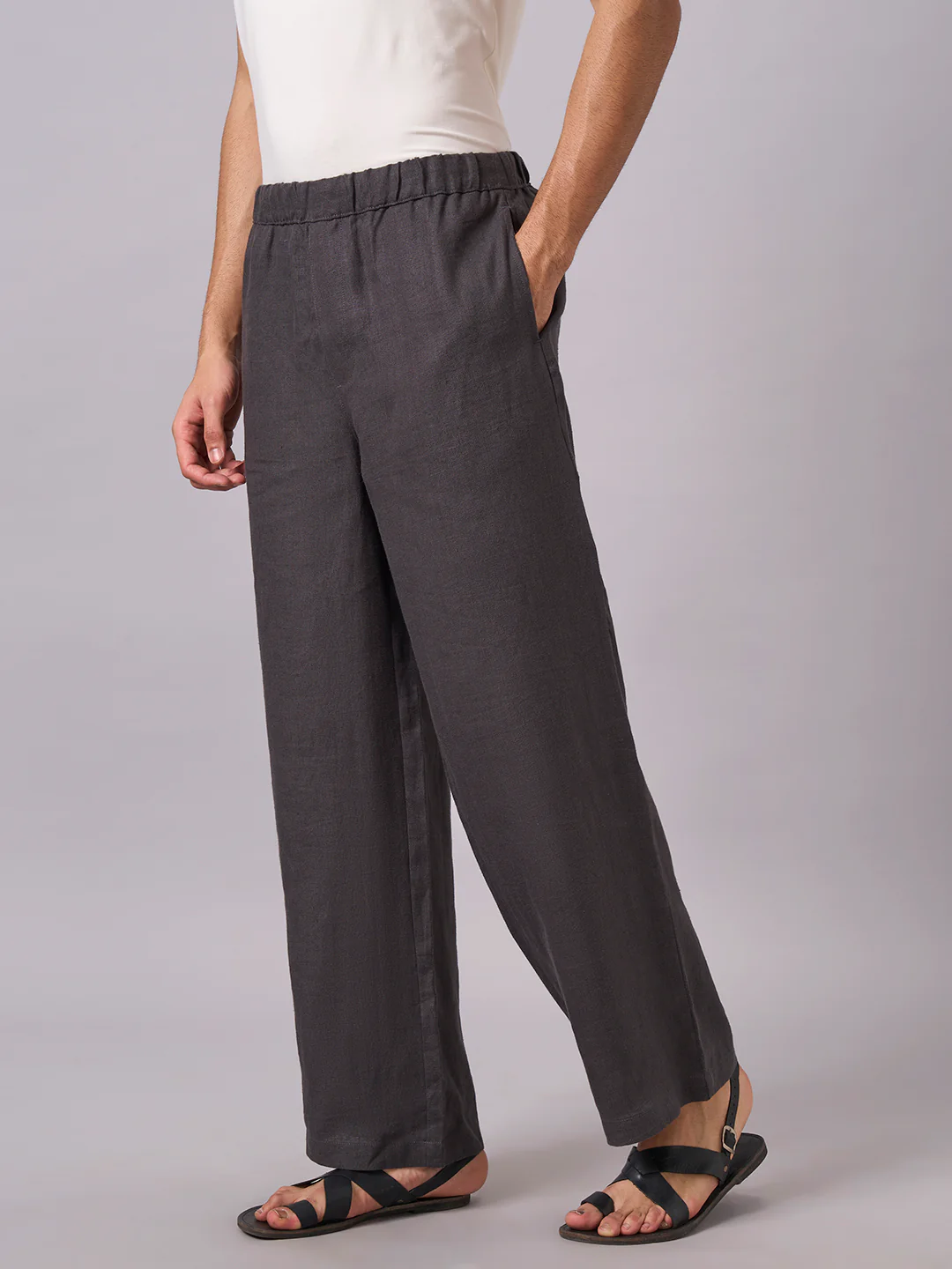 Men's Slate 100% Linen Loose Fit Pant - Image 3