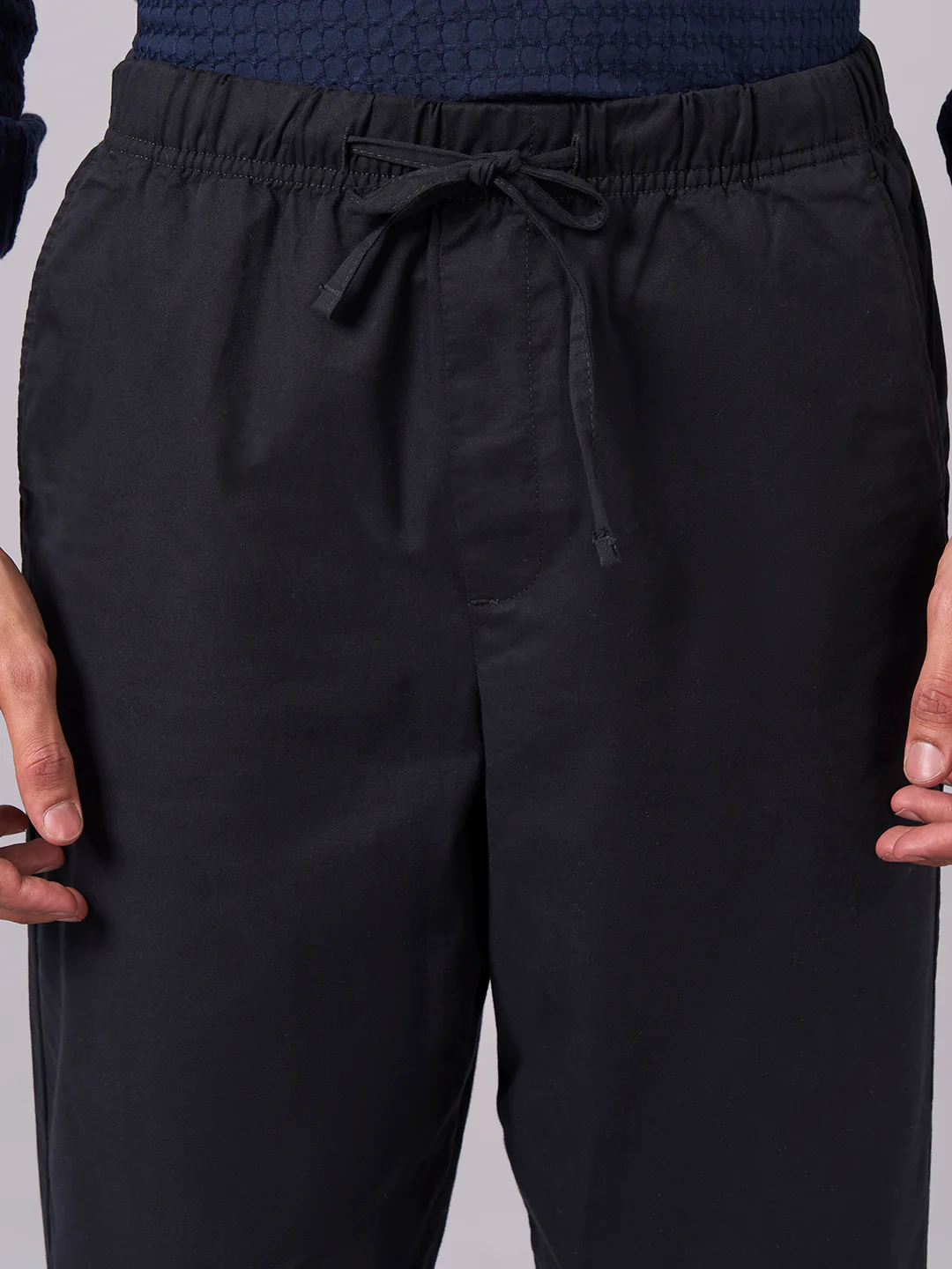 Men's Black Cotton Lycra Regular Fit Pant - Image 6