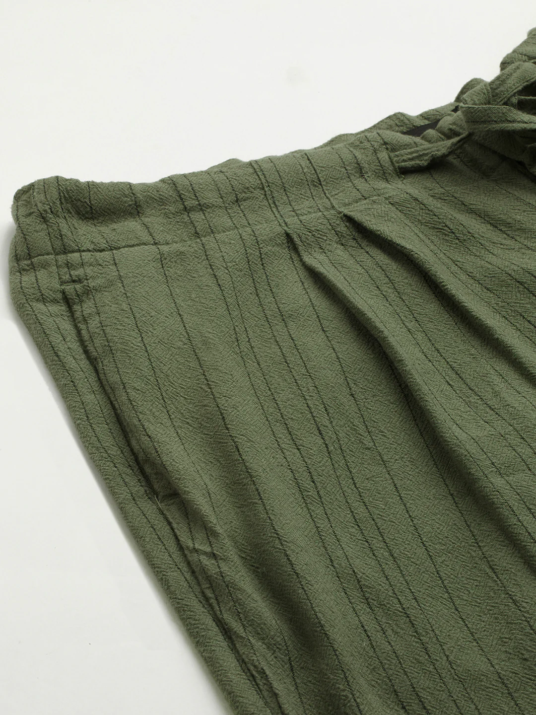 Men's Green Linen Viscose Loose Fit Pant - Image 8