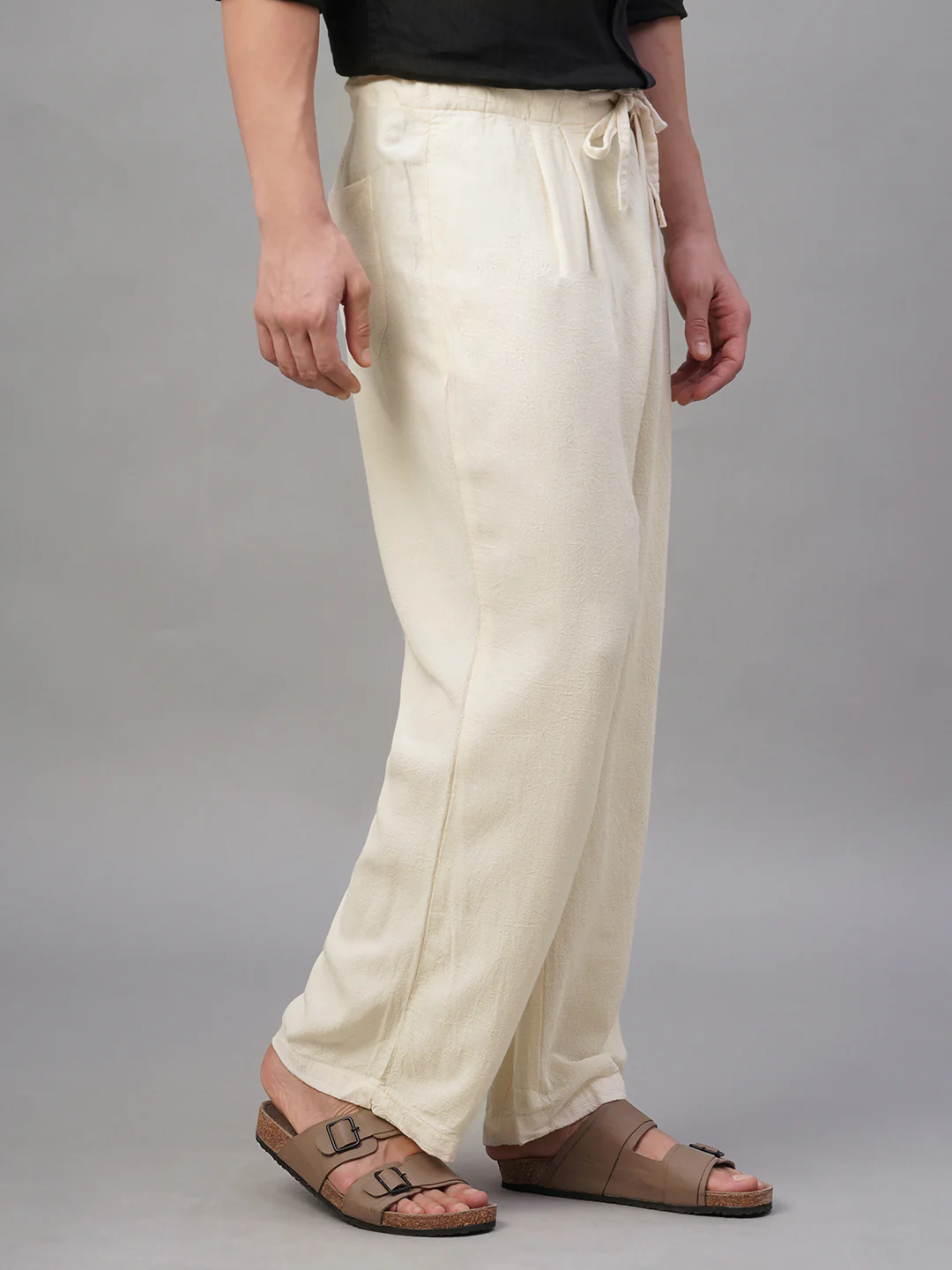 Men's Natural Linen Viscose Loose Fit Pant - Image 5