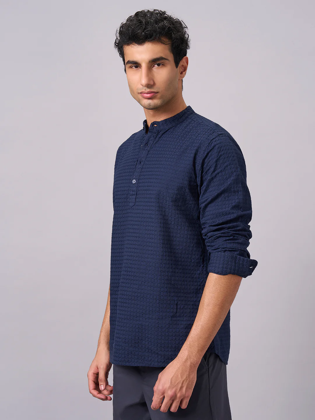 Men's Navy 1 100% Cotton Regular Fit Shirt - Image 2