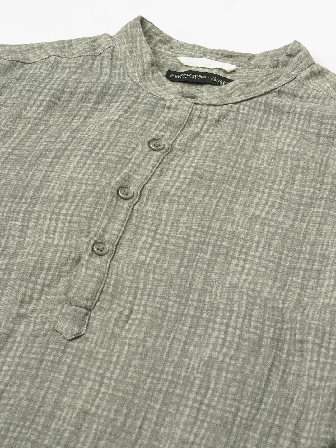 Men's Grey 100% Cotton Regular Fit Shirt - Image 8