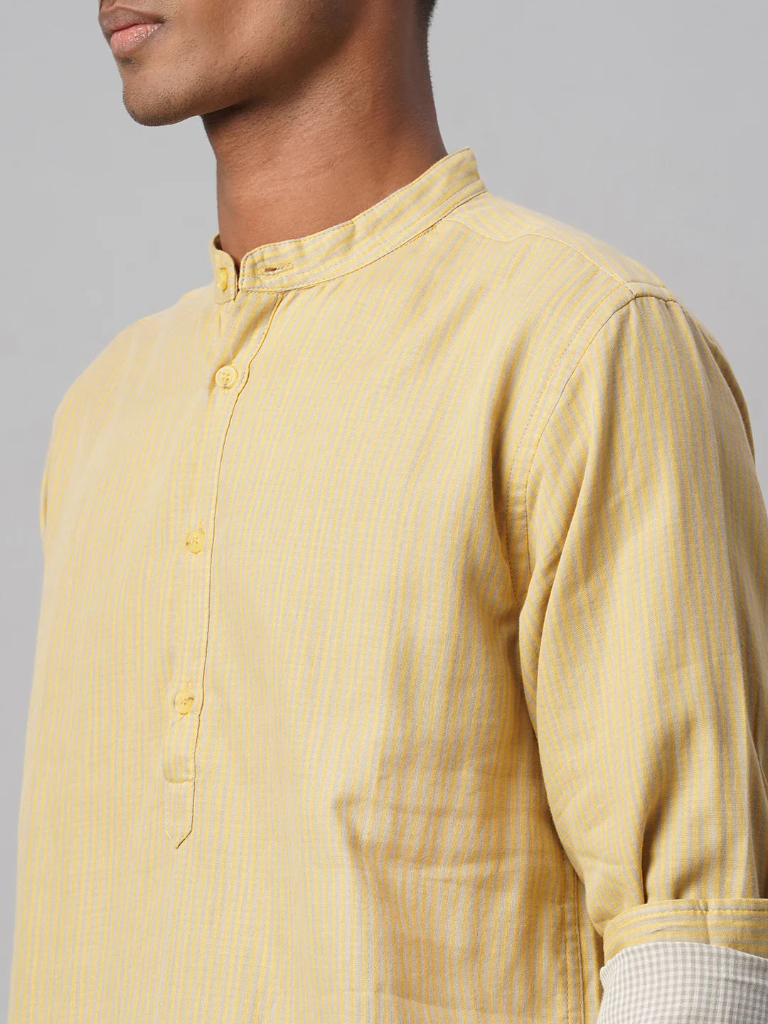 Men's Mustard 100% Cotton Regular Fit Shirt - Image 7