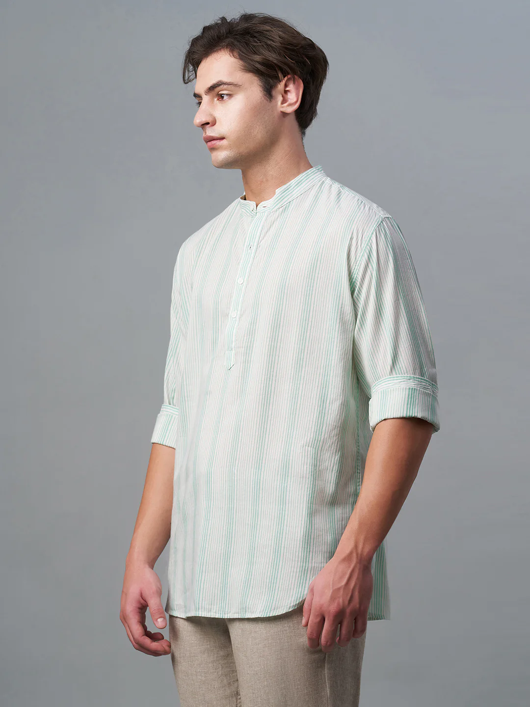 Men's Green Cotton Lyocell Regular Fit Shirt - Image 2