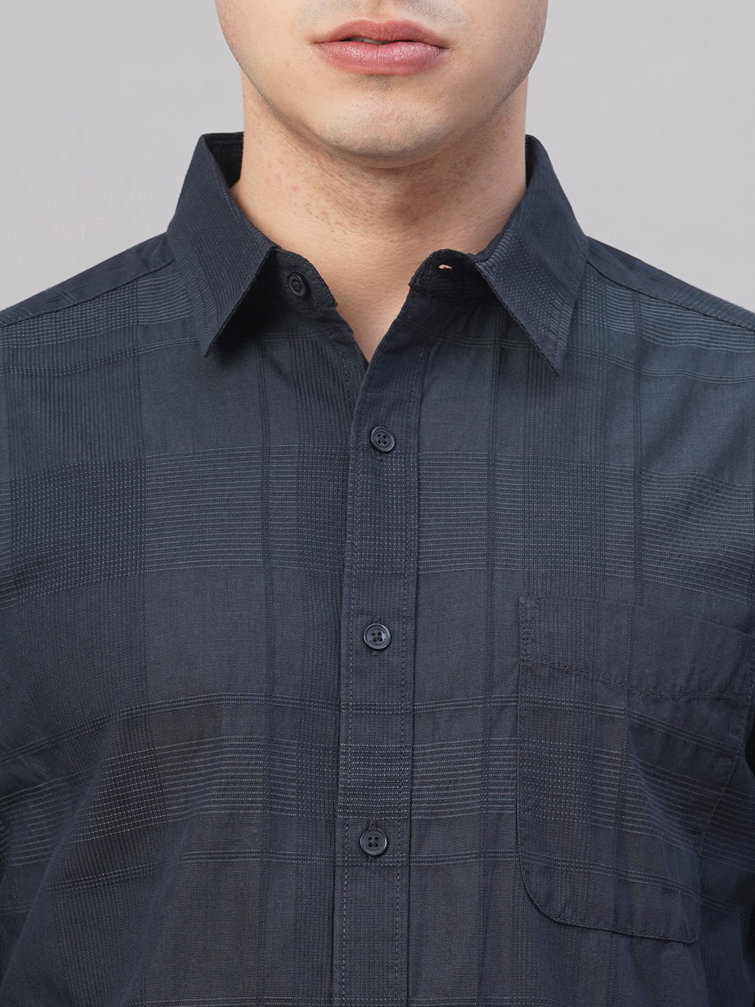 Men's Navy 100% Cotton Regular Fit Shirt - Image 6