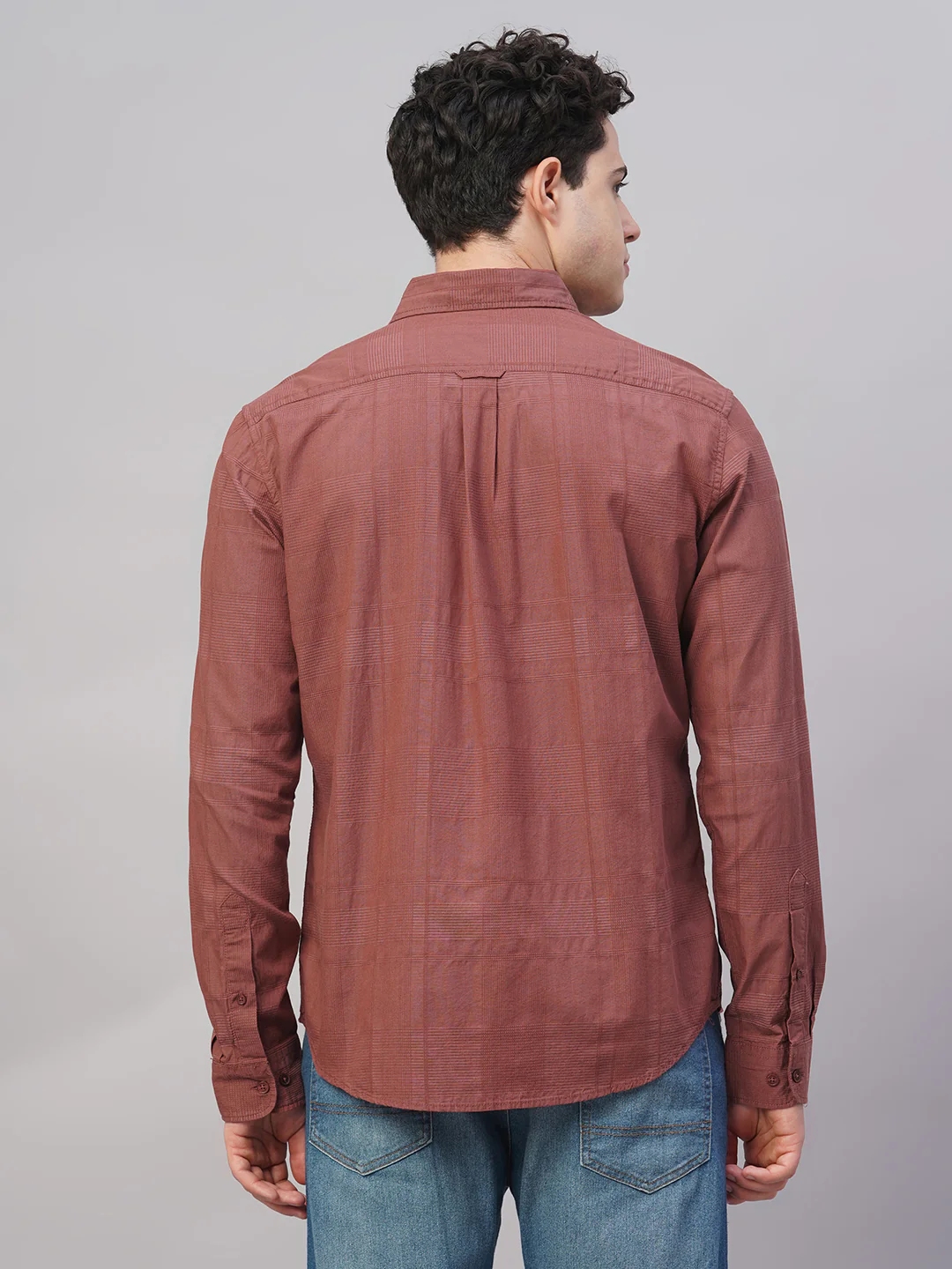 Men's Rust 100% Cotton Regular Fit Shirt - Image 5