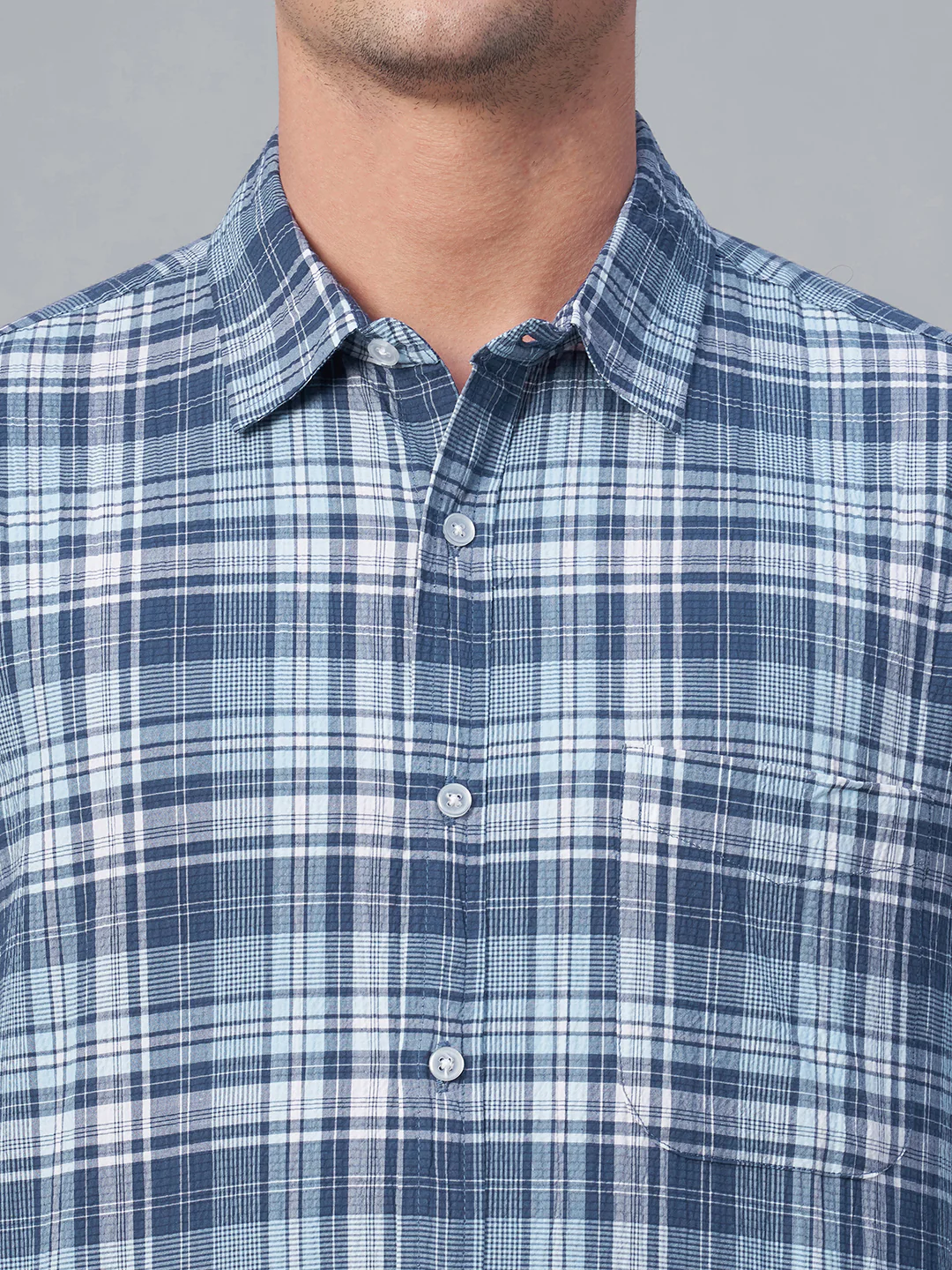 Men's Navy 100% Cotton Regular Fit Shirt - Image 6