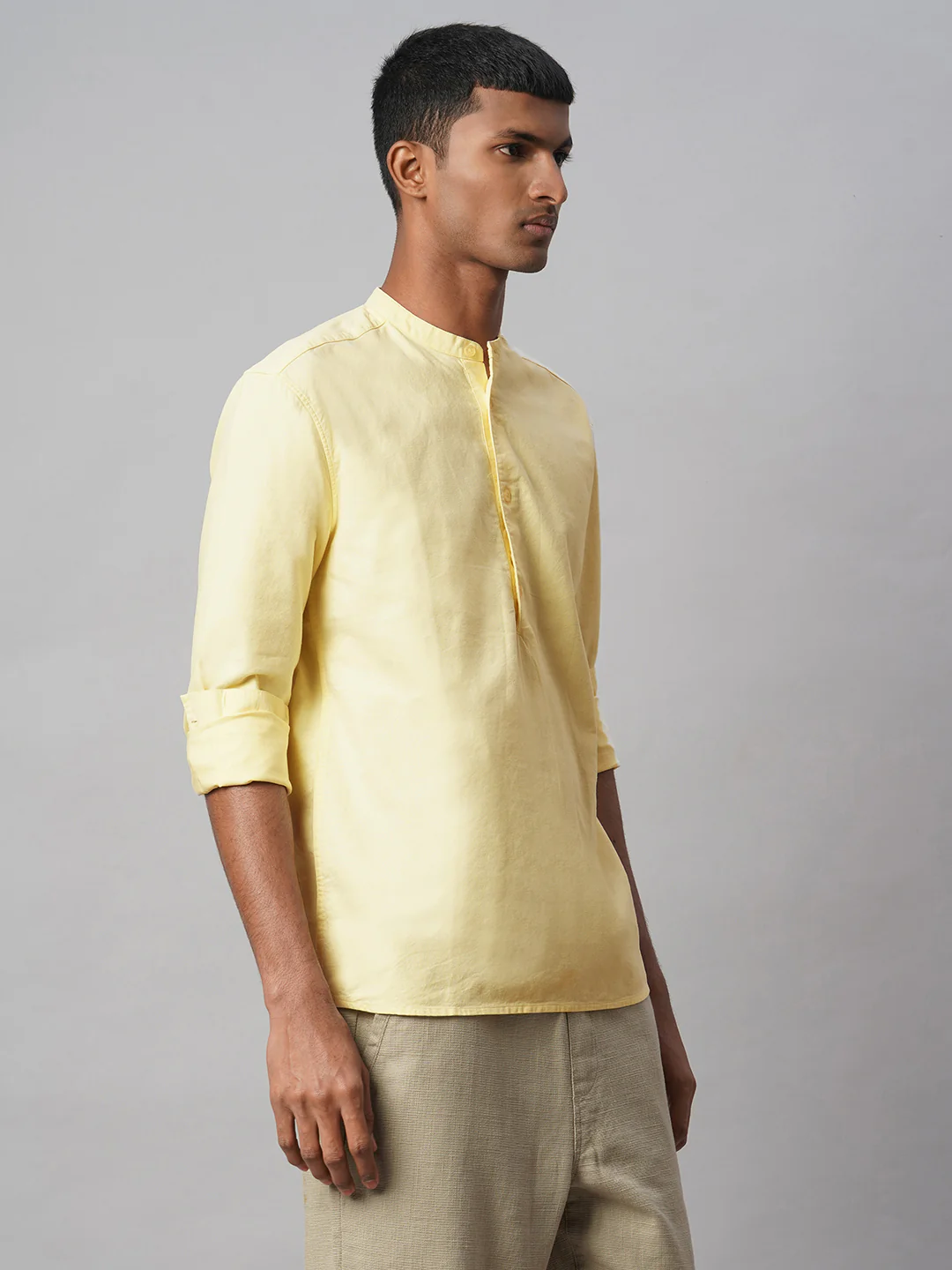 Men's Yellow 100% Cotton Regular Fit Shirt - Image 4