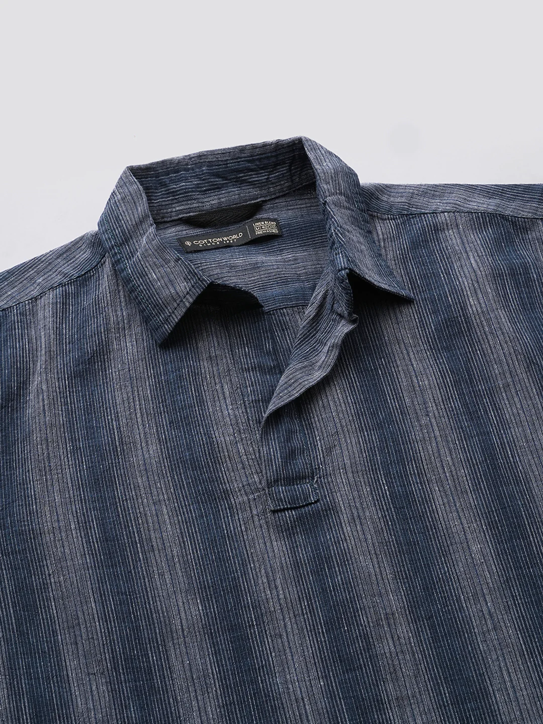 Men's Black Cotton Linen  Regular Fit Shirt - Image 8