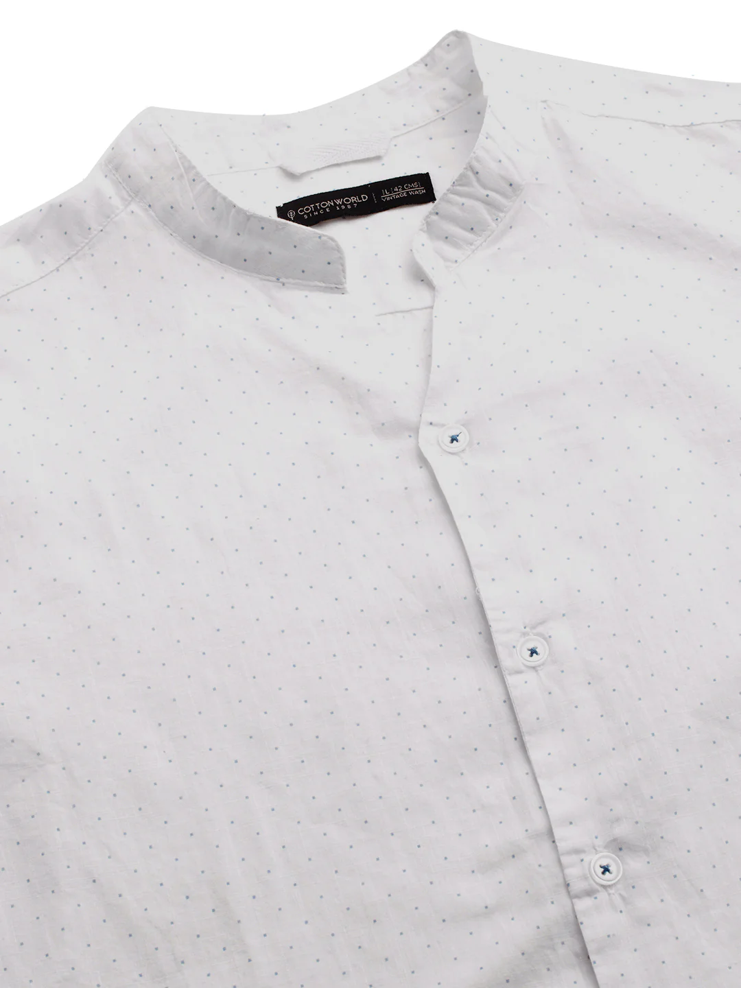 Men's Blue 100% Cotton Regular Fit Shirt - Image 8