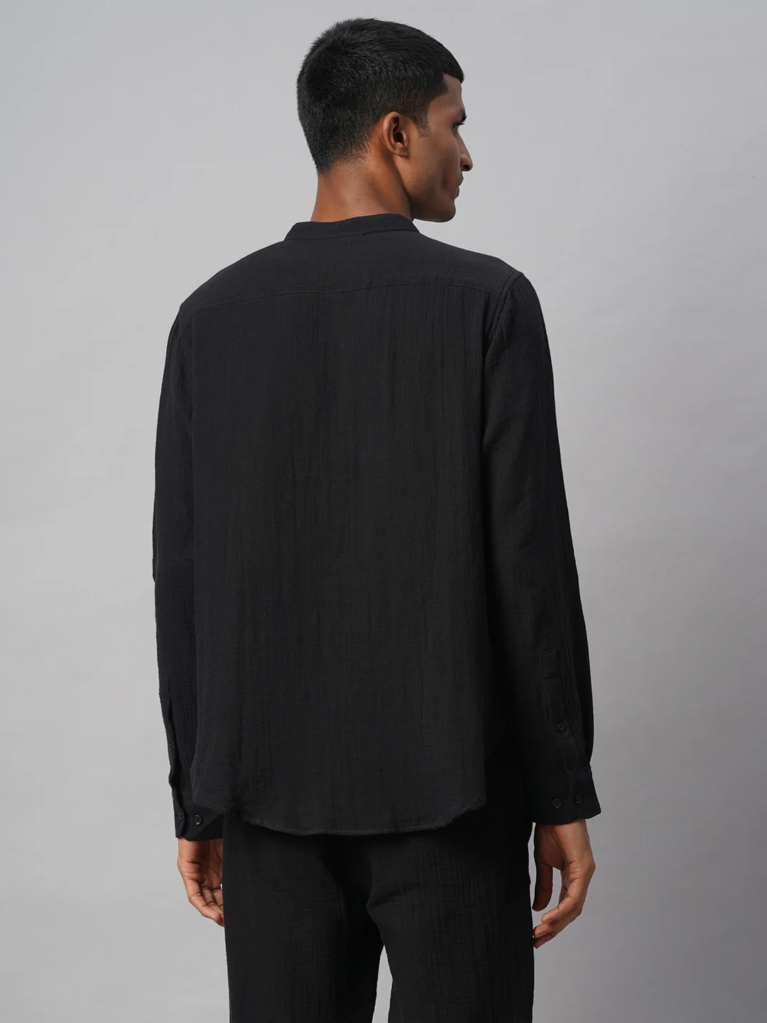 Men's Black 100% Cotton Loose Fit Shirt - Image 5