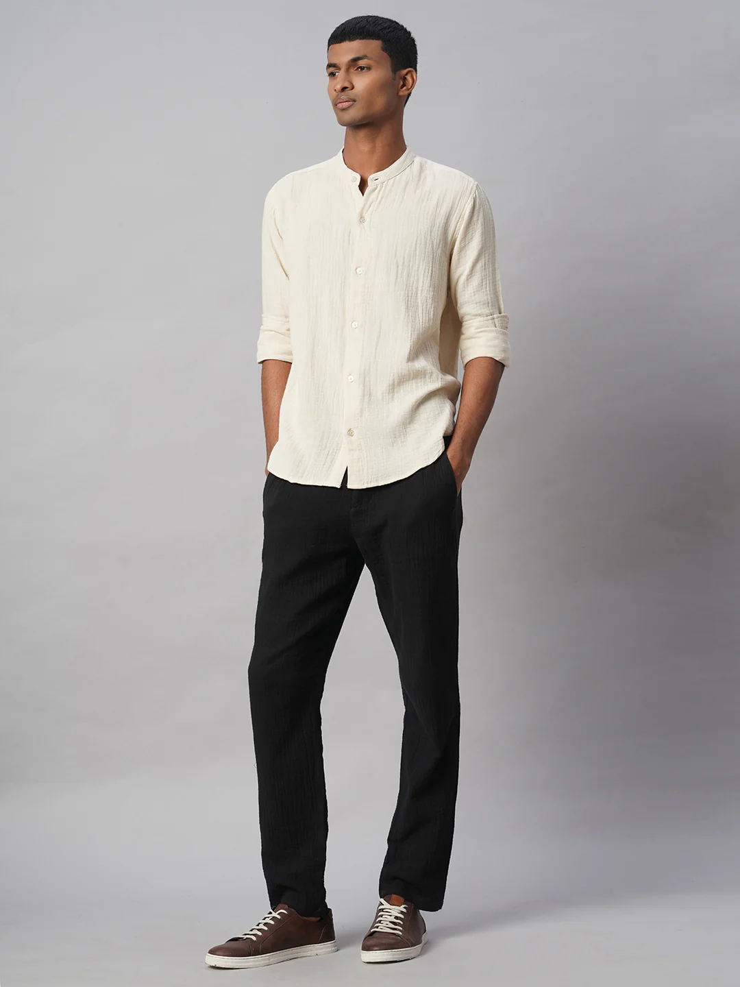 Men's Natural 100% Cotton Loose Fit Shirt - Image 2