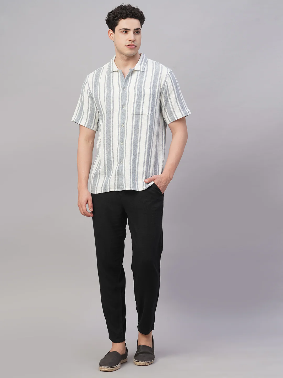 Men's White 100% Cotton Regular Fit Shirt - Image 2