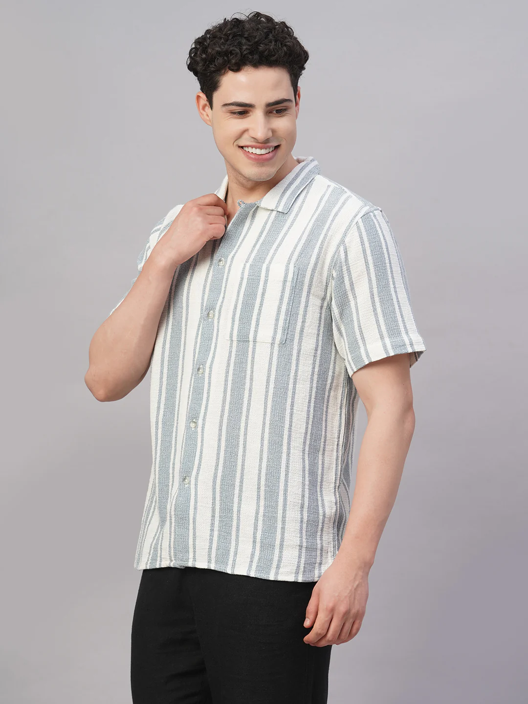 Men's White 100% Cotton Regular Fit Shirt - Image 3