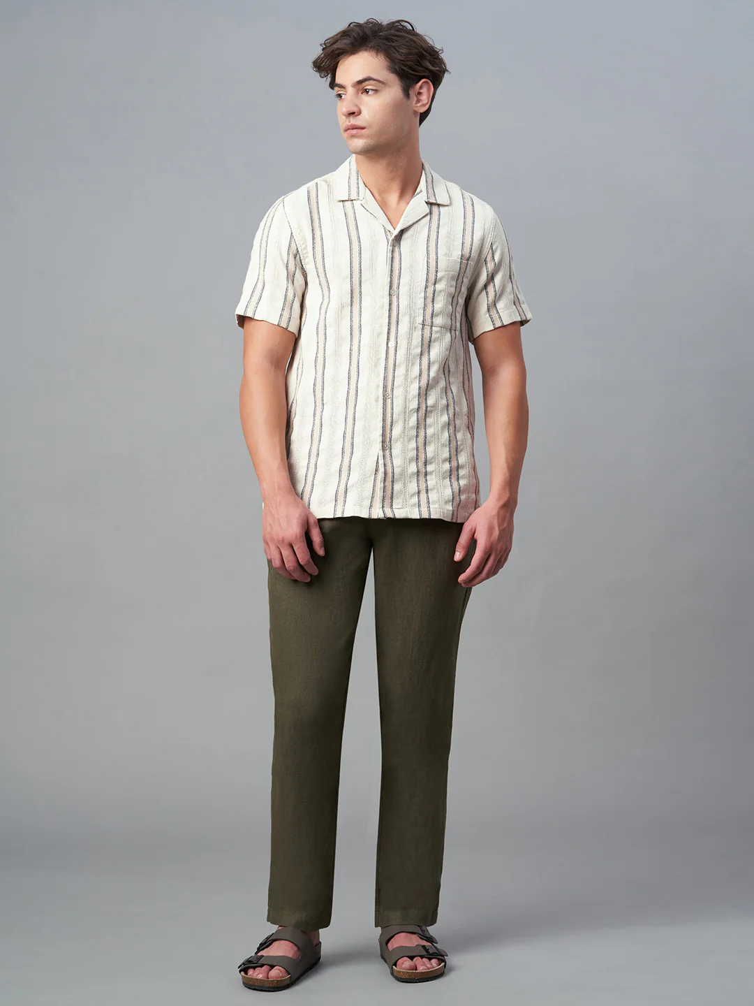 Men's Natural Cotton Linen Regular Fit Shirt - Image 5
