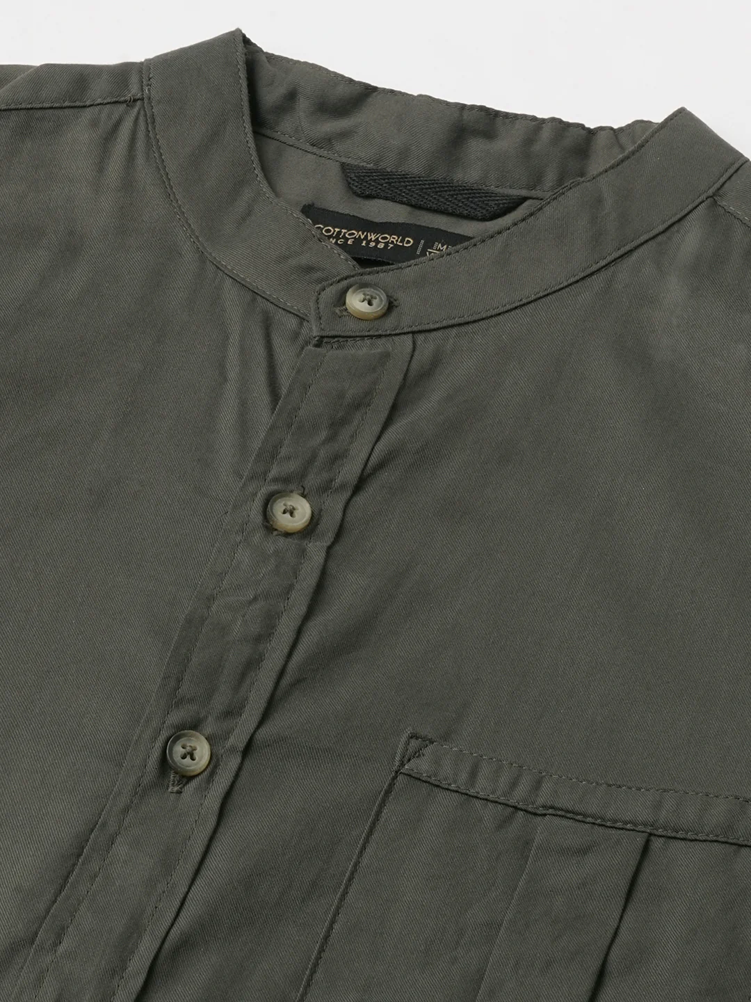 Men's Olive Cotton Modal Regular Fit Shirt - Image 8
