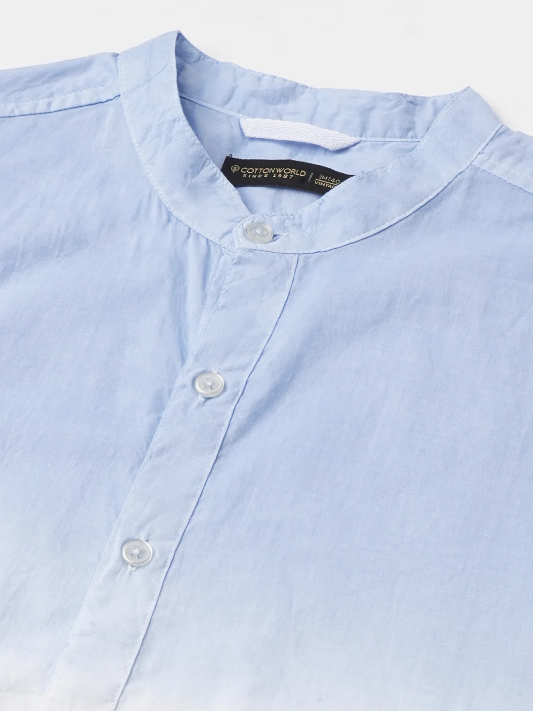 Men's White/Sky 100% Cotton Regular Fit Shirt - Image 8