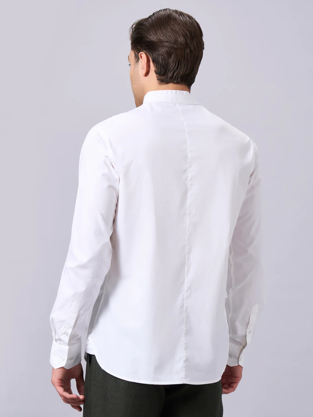 Men's White Cotton Lycra Slim Fit Shirt - Image 4
