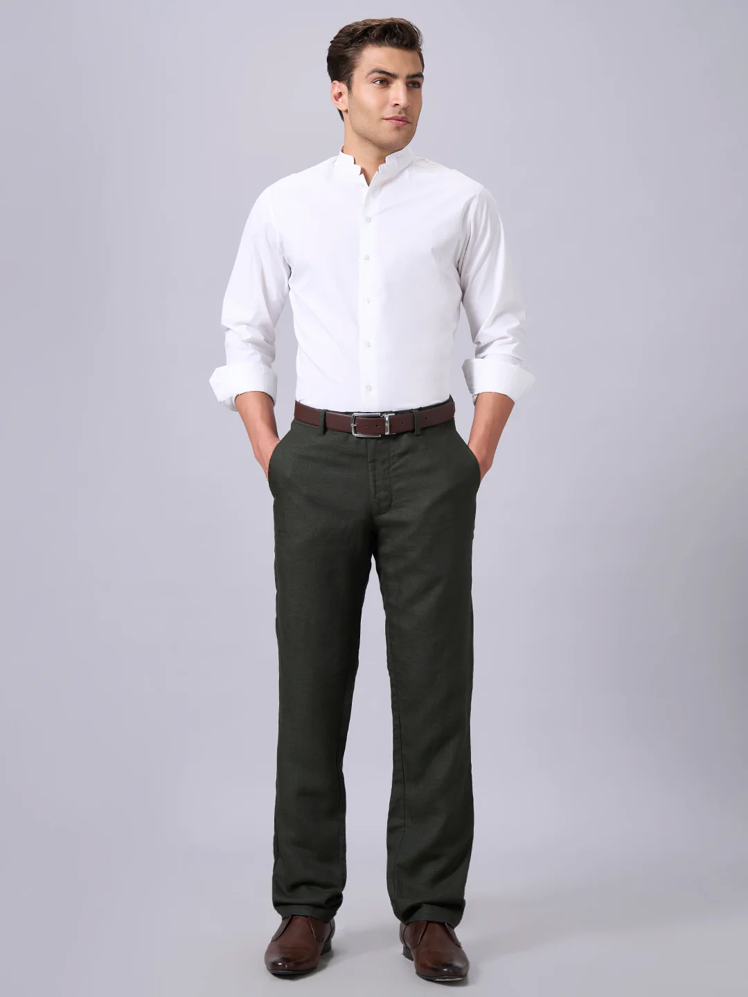 Men's White Cotton Lycra Slim Fit Shirt - Image 5