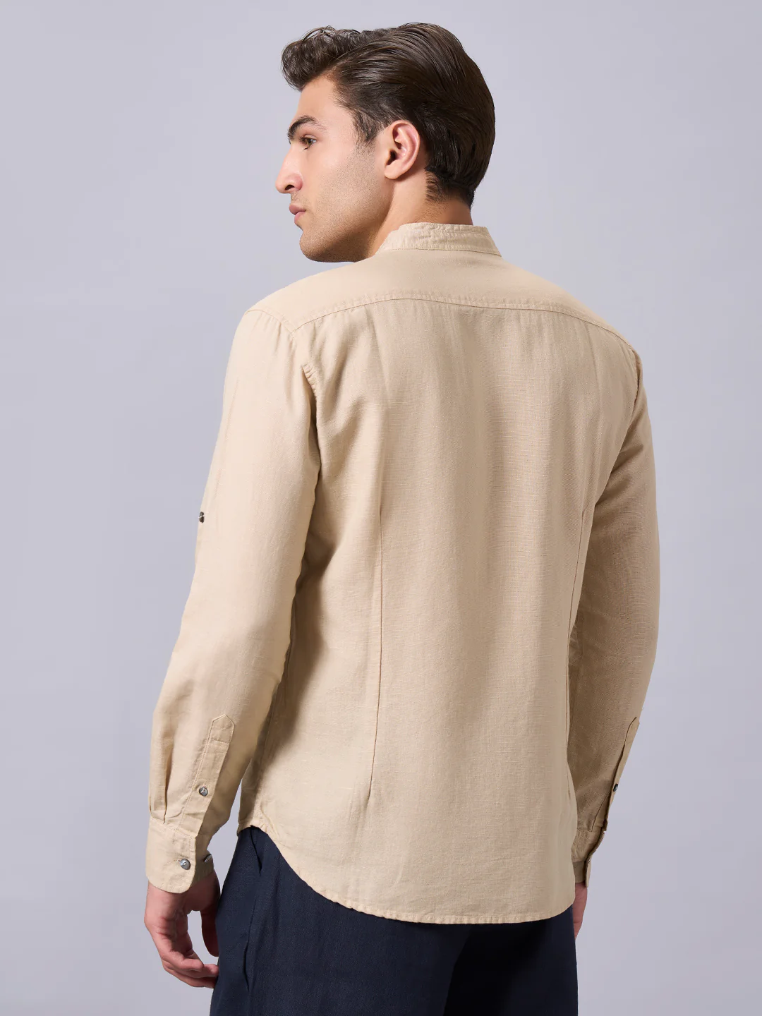 Men's Sand Linen Cotton Regular Fit Shirt - Image 4