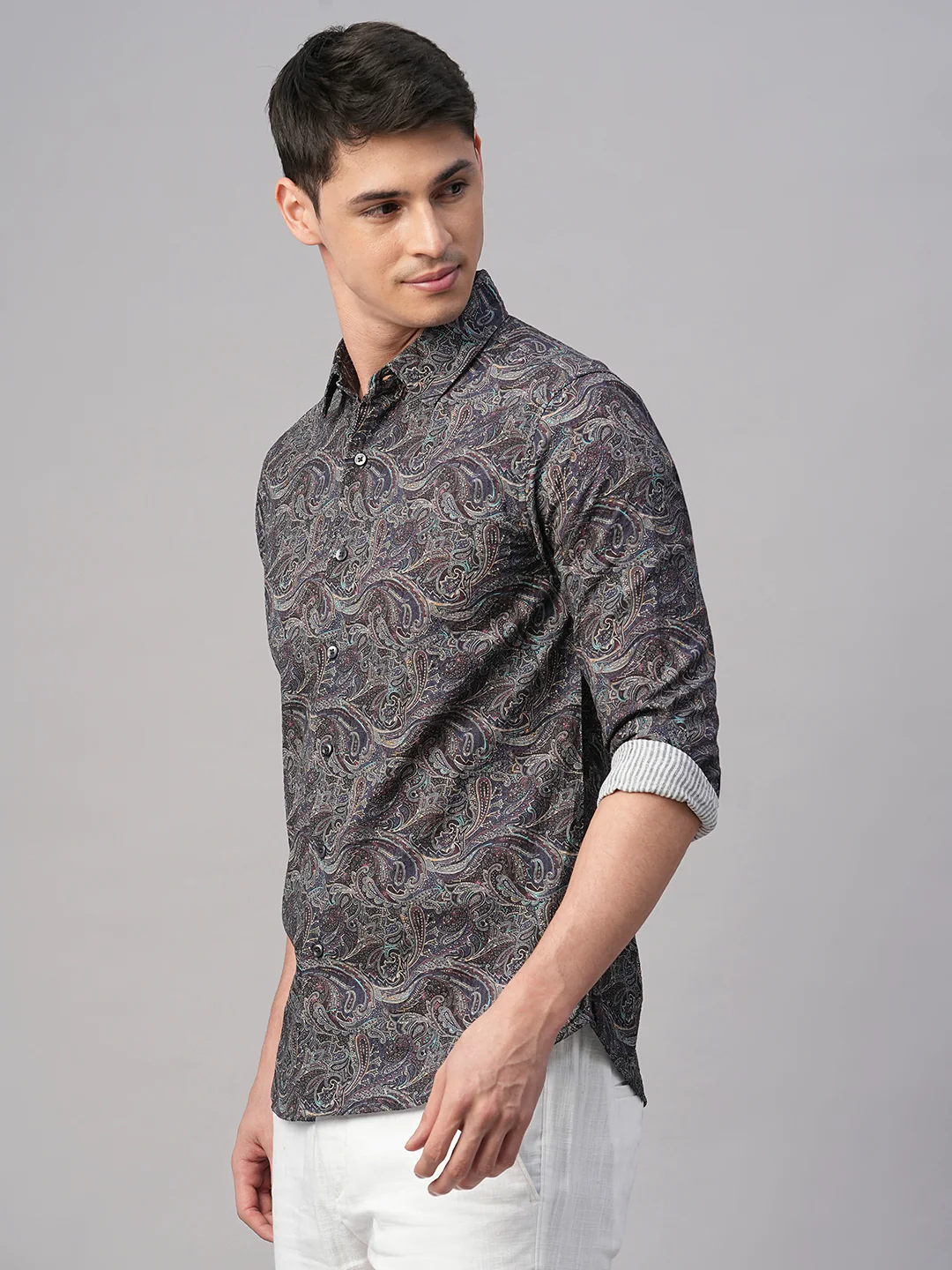 Men's Navy 100% Cotton Slim Fit Shirt - Image 3