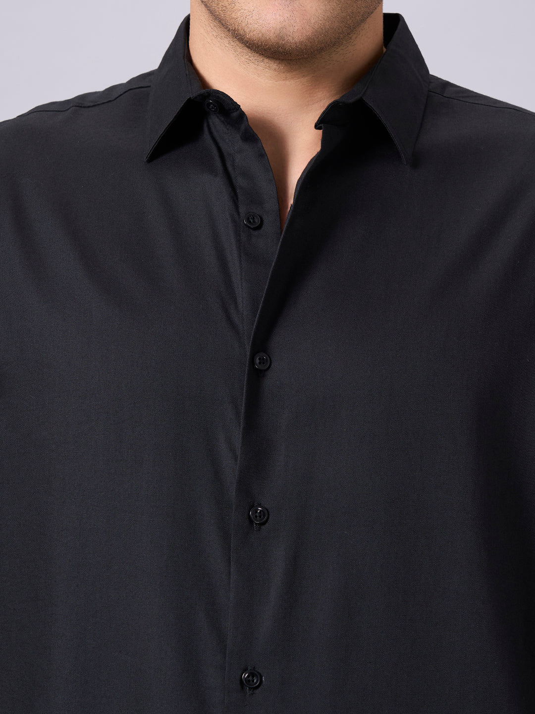Men's Black 100% Cotton Slim Fit Shirt - Image 6