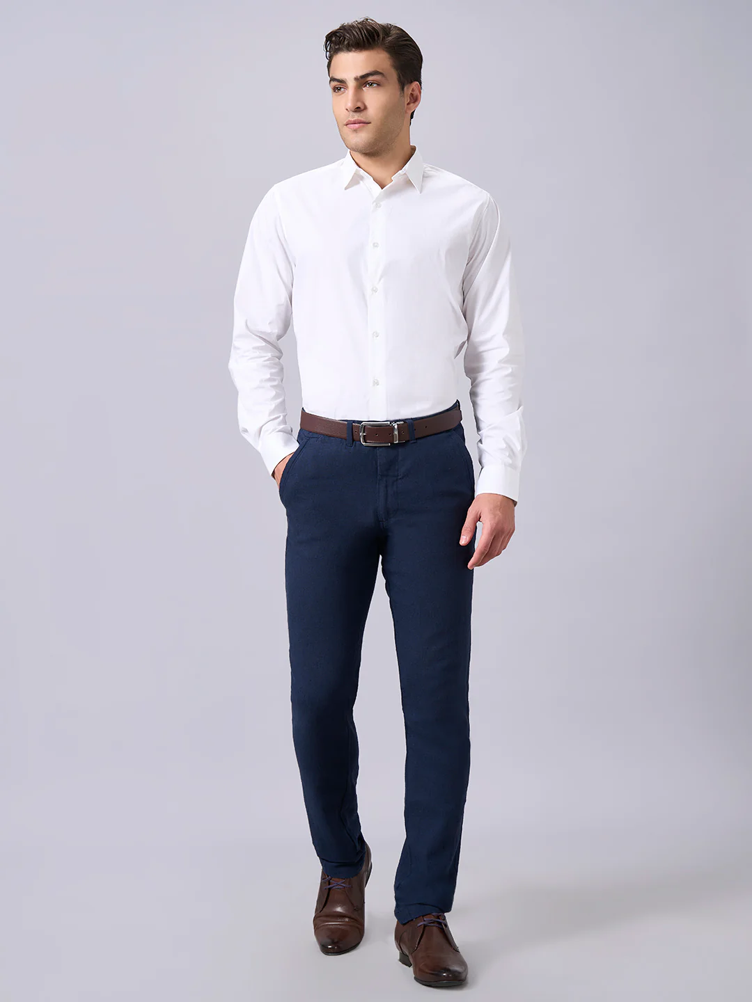 Men's White Cotton Lycra Slim Fit Shirt - Image 5