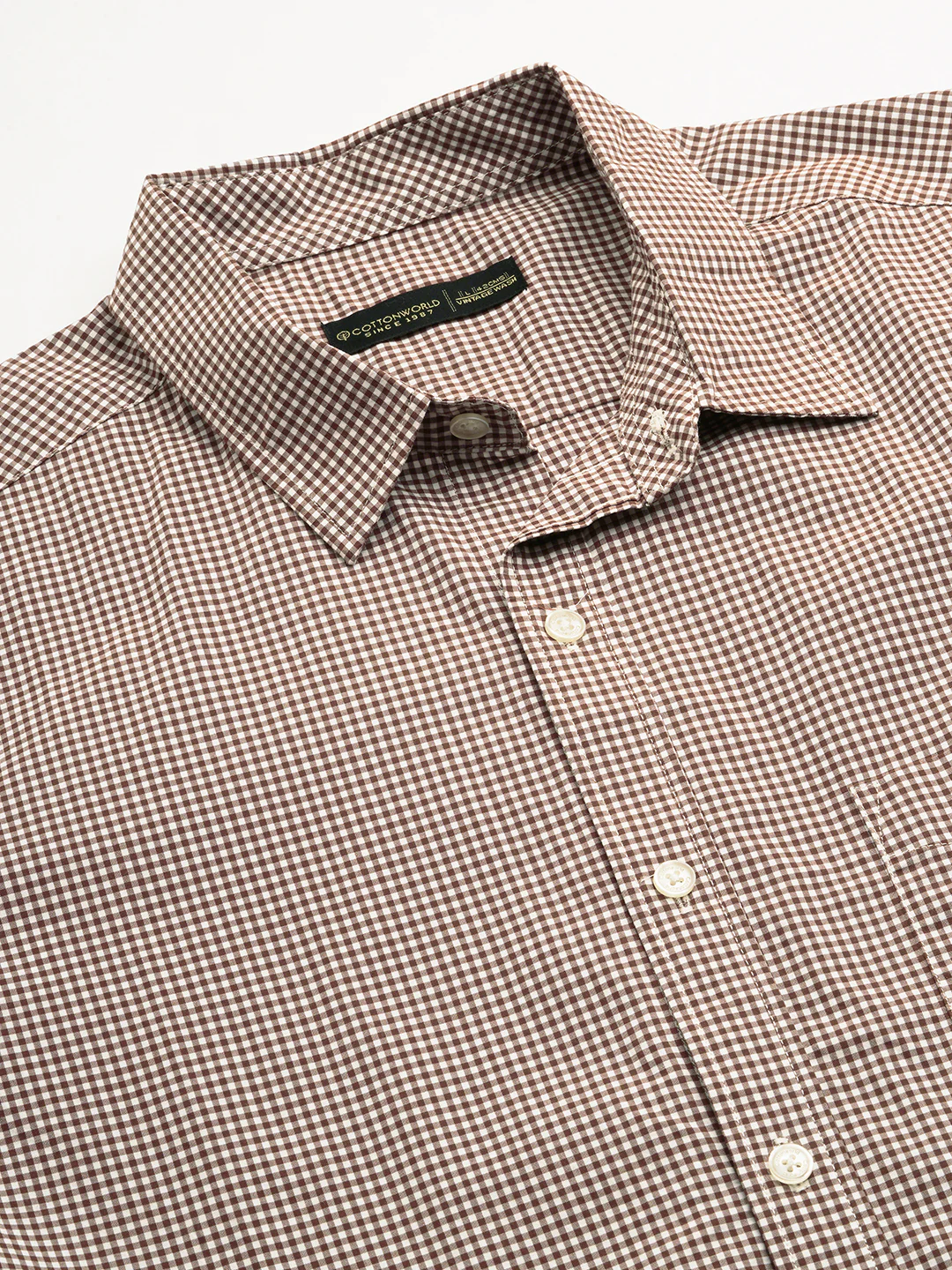 Men's Brown 100% Cotton Regular Fit Shirt - Image 8