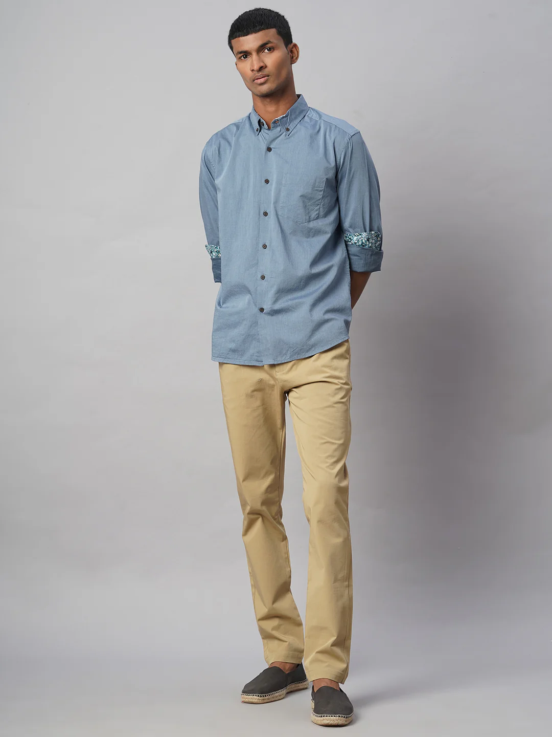 Men's Blue 100% Cotton Regular Fit Shirt - Image 2