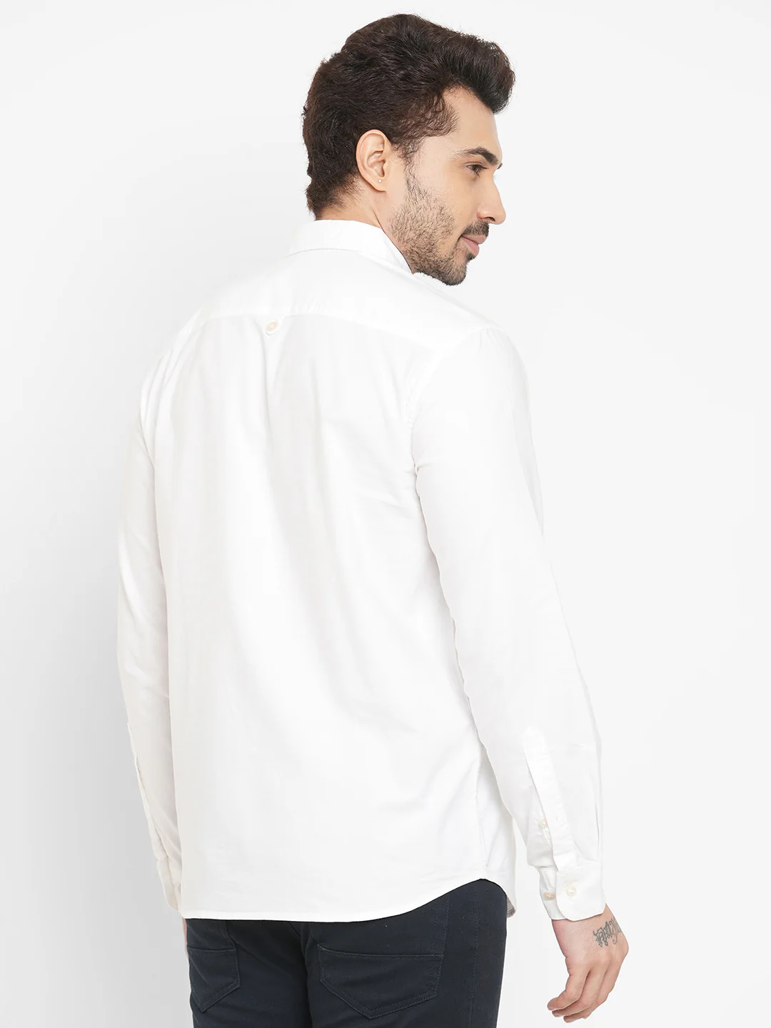 Men's White 100% Cotton Regular Fit Shirt - Image 5