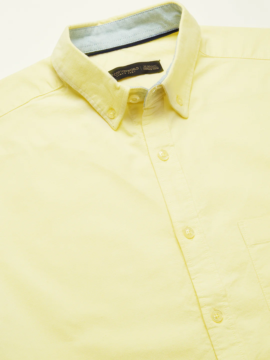 Men's Yellow 100% Cotton Regular Fit Shirt - Image 7