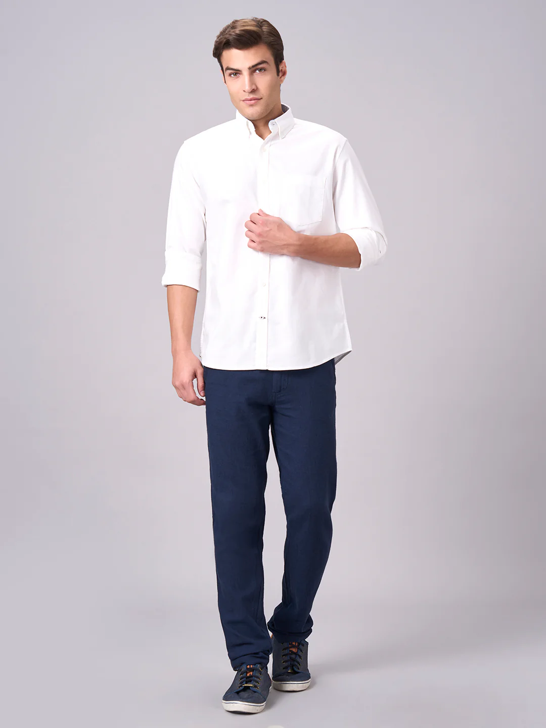 Men's White 100% Cotton Regular Fit Shirt - Image 5