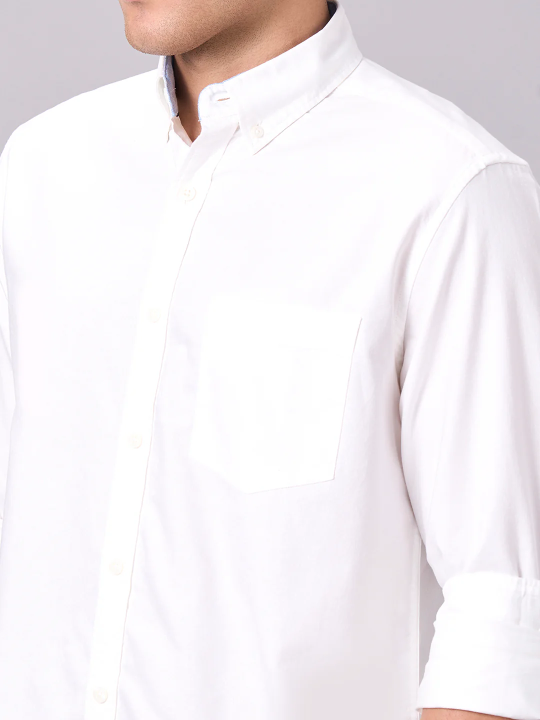 Men's White 100% Cotton Regular Fit Shirt - Image 7