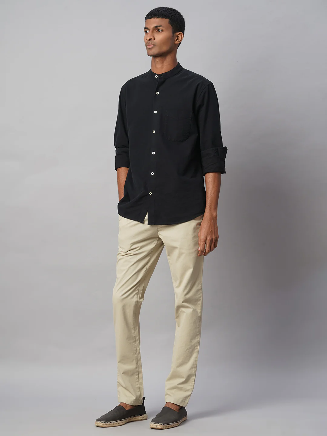 Men's Black 100% Cotton Regular Fit Shirt - Image 2