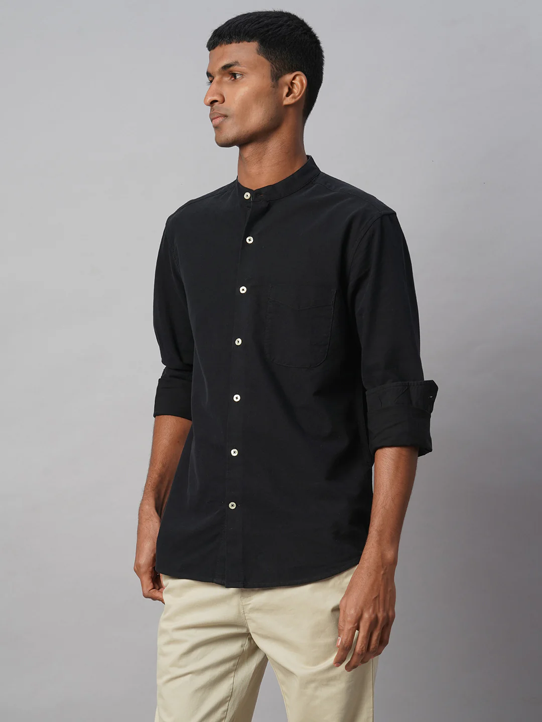 Men's Black 100% Cotton Regular Fit Shirt - Image 3