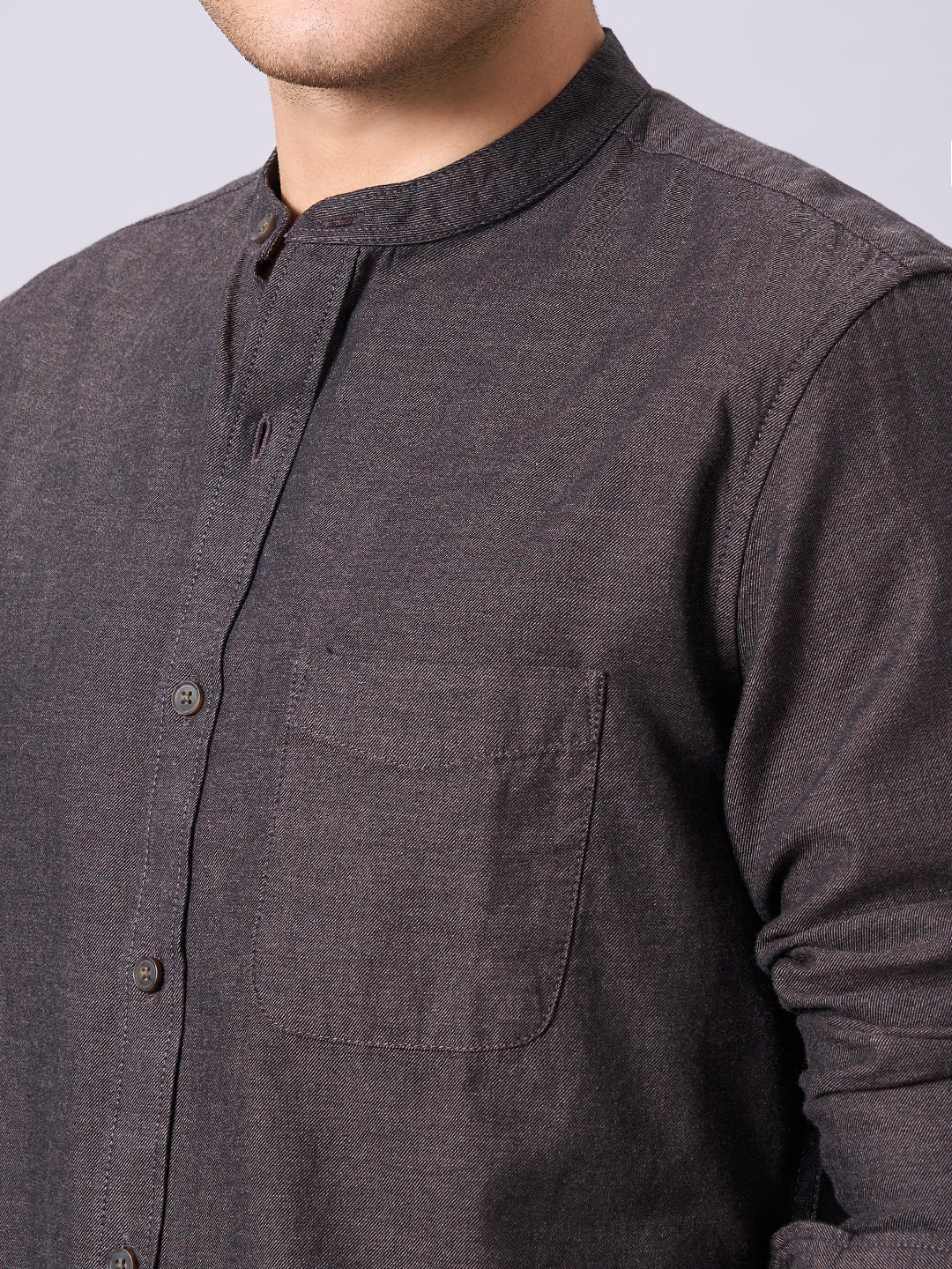 Men's Brown 100% Cotton Regular Fit Shirt - Image 7