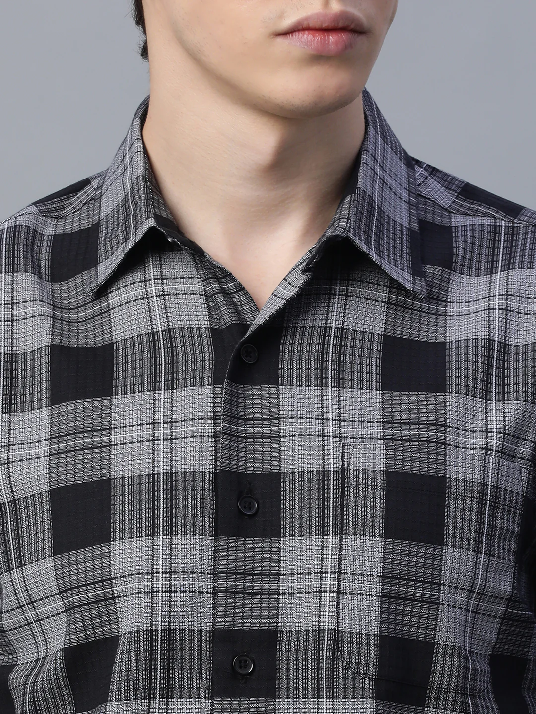 Men's Black 100% Cotton Regular Fit Shirt - Image 6