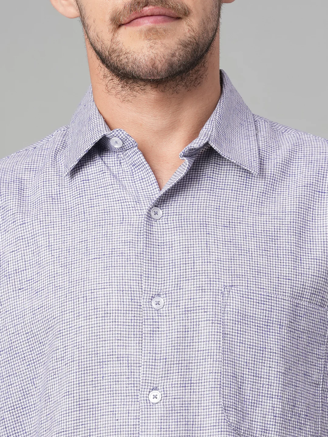 Men's Navy Cotton Excel Regular Fit Shirt - Image 6
