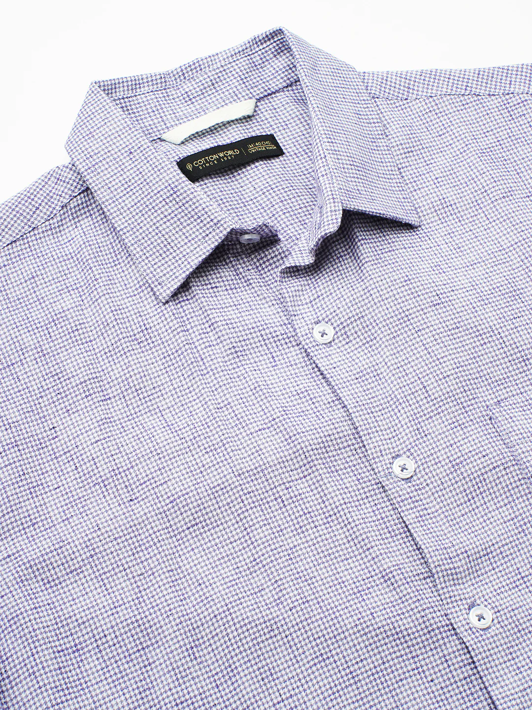 Men's Navy Cotton Excel Regular Fit Shirt - Image 7