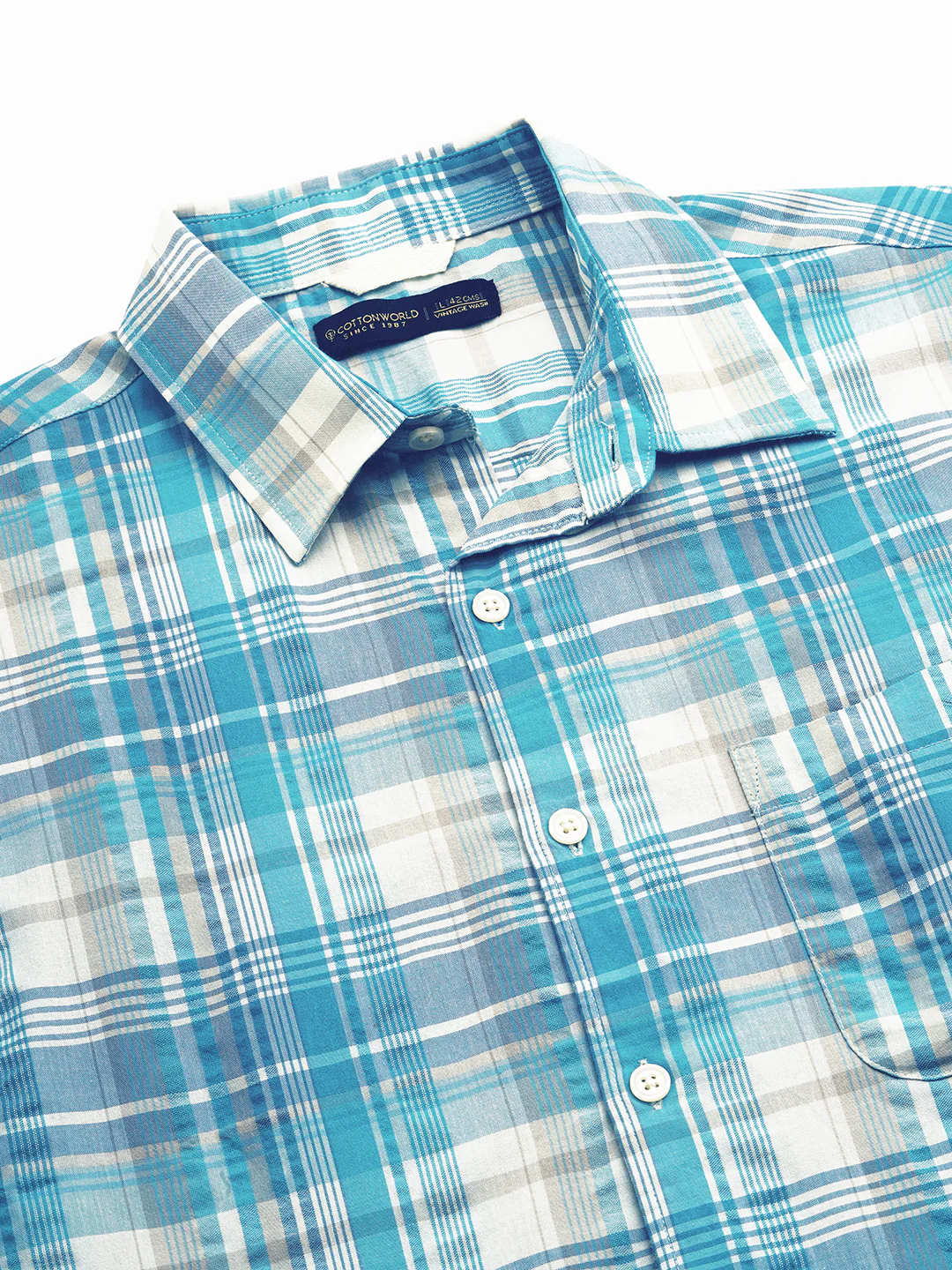 Men's Green 100% Cotton Regular Fit Shirt - Image 8
