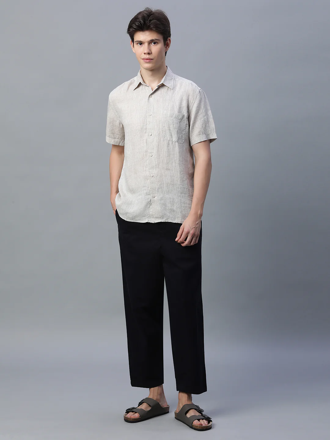 Men's Natural 100% Linen Regular Fit Shirt - Image 5