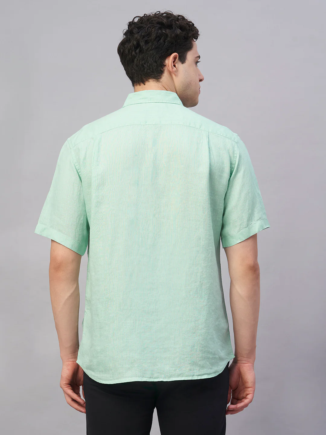 Men's Mint 100% Linen Regular Fit Shirt - Image 5