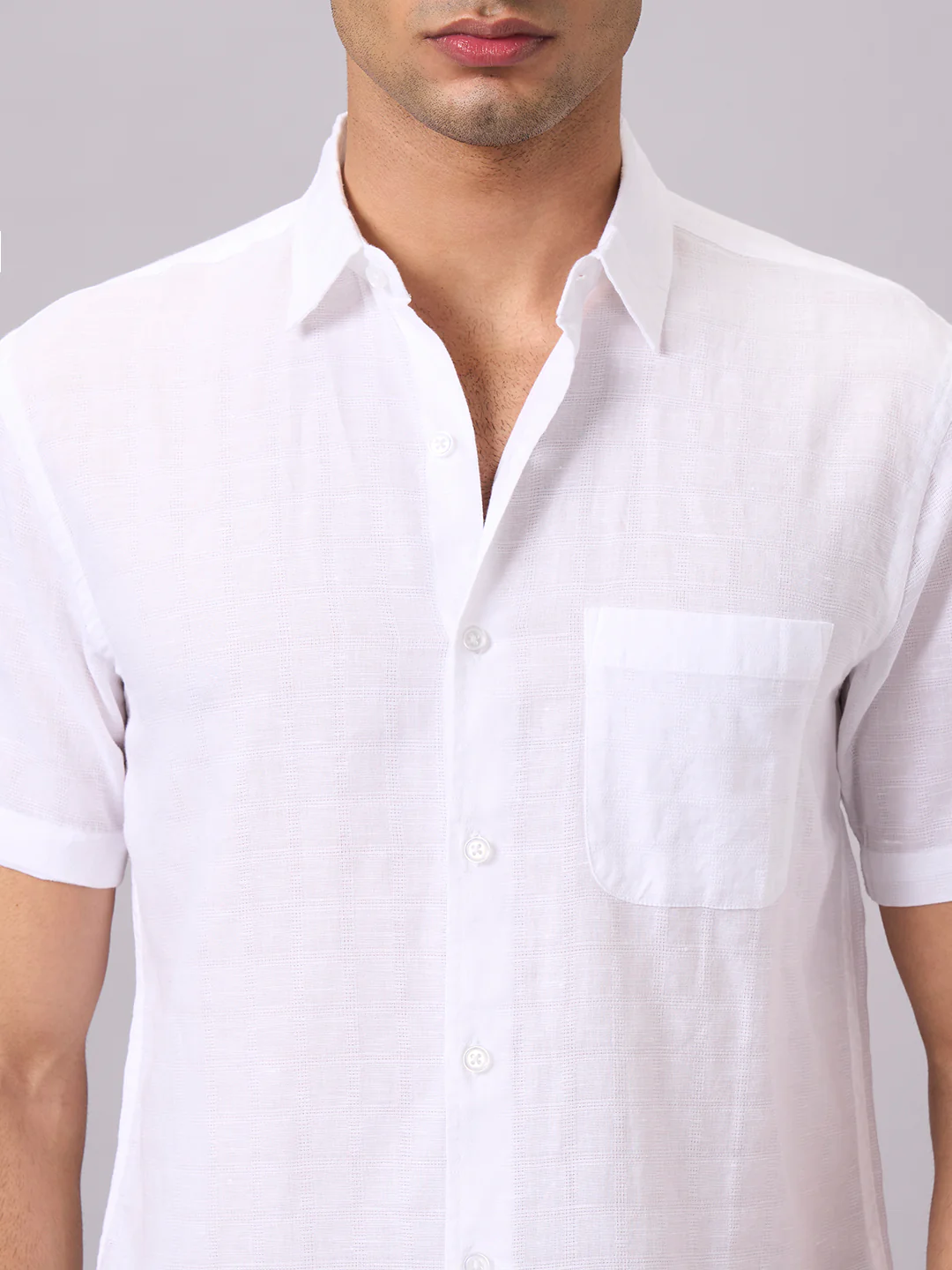 Men's White A Cotton Linen Regular Fit Shirt - Image 6
