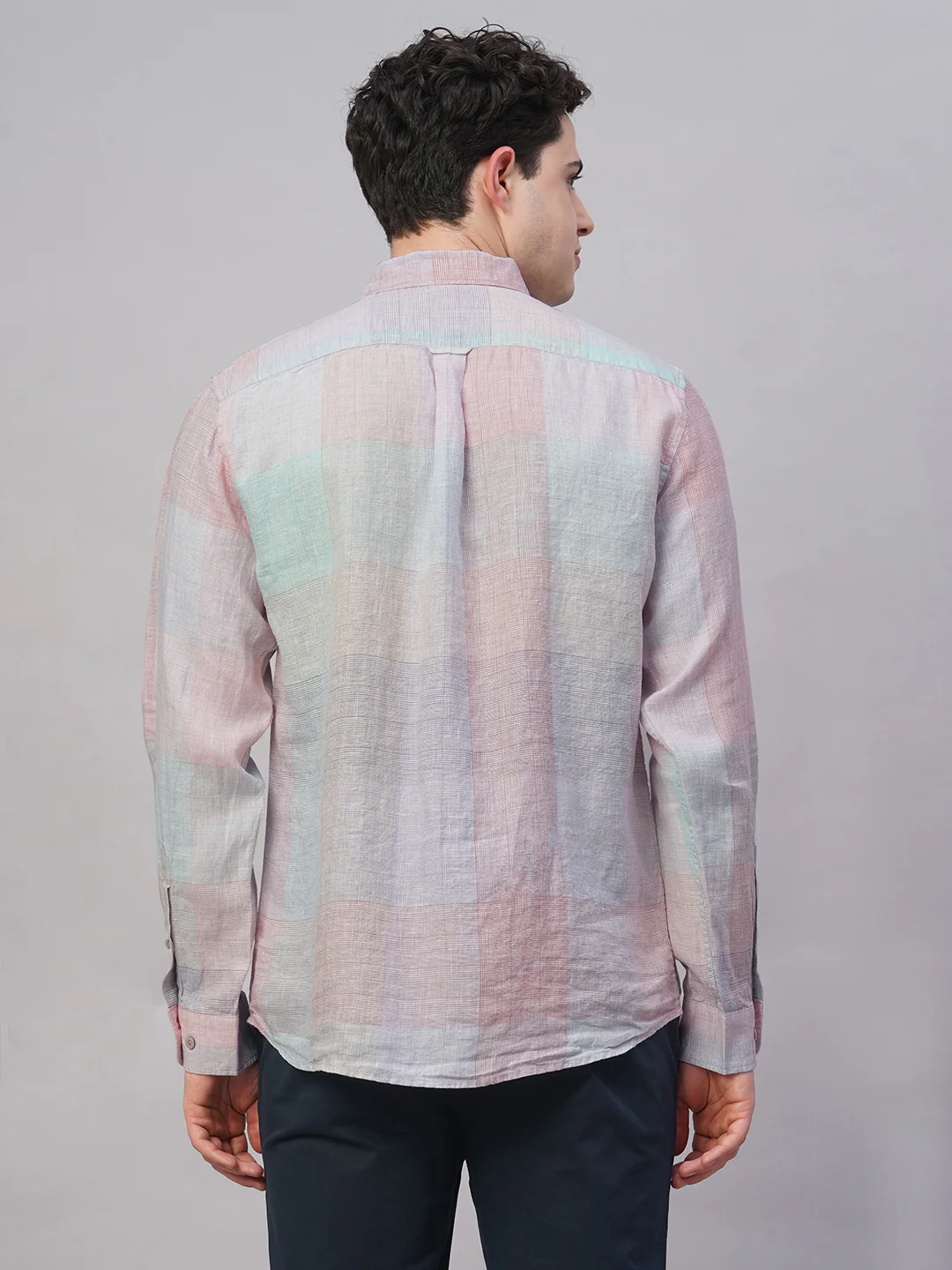 Men's Multi 100% Linen Regular Fit Shirt - Image 5