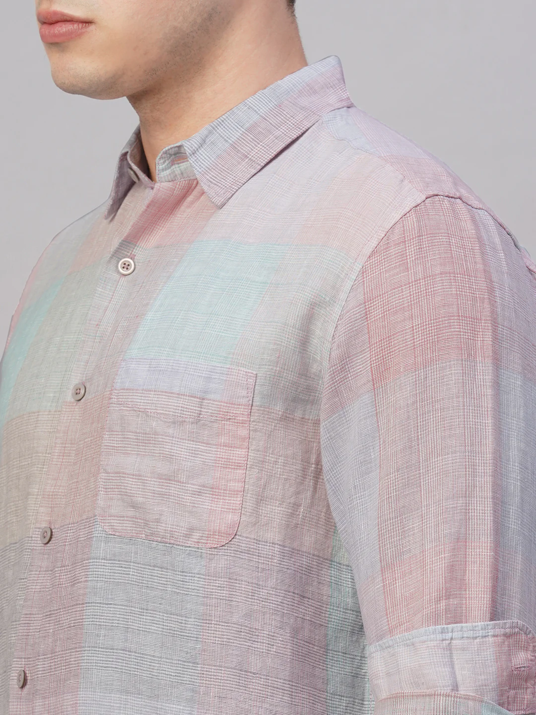 Men's Multi 100% Linen Regular Fit Shirt - Image 7